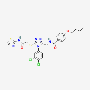 4-butoxy-N-((4-(3,4-dichlorophenyl)-5-((2-oxo-2-(thiazol-2-ylamino)ethyl)thio)-4H-1,2,4-triazol-3-yl)methyl)benzamide
