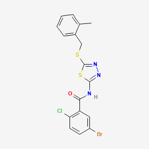 molecular formula C17H13BrClN3OS2 B2644505 5-bromo-2-chloro-N-(5-((2-methylbenzyl)thio)-1,3,4-thiadiazol-2-yl)benzamide CAS No. 868975-01-3