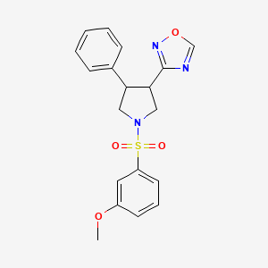molecular formula C19H19N3O4S B2644548 3-(1-((3-Methoxyphenyl)sulfonyl)-4-phenylpyrrolidin-3-yl)-1,2,4-oxadiazole CAS No. 2034351-07-8