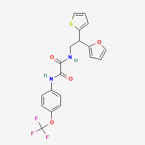 molecular formula C19H15F3N2O4S B2644550 N-[2-(furan-2-yl)-2-(thiophen-2-yl)ethyl]-N'-[4-(trifluoromethoxy)phenyl]ethanediamide CAS No. 2097865-68-2