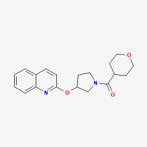 molecular formula C19H22N2O3 B2644552 (3-(quinolin-2-yloxy)pyrrolidin-1-yl)(tetrahydro-2H-pyran-4-yl)methanone CAS No. 2034493-93-9