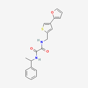 molecular formula C19H18N2O3S B2644554 N-[[4-(Furan-2-yl)thiophen-2-yl]methyl]-N'-(1-phenylethyl)oxamide CAS No. 2379987-16-1