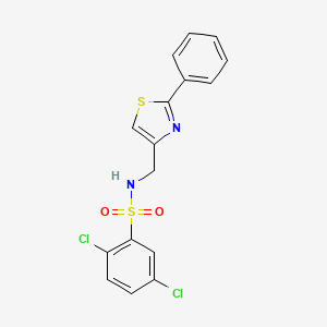 molecular formula C16H12Cl2N2O2S2 B2644559 2,5-dichloro-N-((2-phenylthiazol-4-yl)methyl)benzenesulfonamide CAS No. 863510-97-8