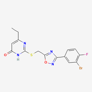 2-({[3-(3-Bromo-4-fluorophenyl)-1,2,4-oxadiazol-5-yl]methyl}sulfanyl)-6-ethyl-4-pyrimidinol