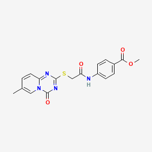 molecular formula C18H16N4O4S B2644562 methyl 4-[2-({7-methyl-4-oxo-4H-pyrido[1,2-a][1,3,5]triazin-2-yl}sulfanyl)acetamido]benzoate CAS No. 896320-78-8