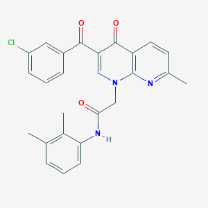 molecular formula C26H22ClN3O3 B2644577 2-[3-(3-chlorobenzoyl)-7-methyl-4-oxo-1,4-dihydro-1,8-naphthyridin-1-yl]-N-(2,3-dimethylphenyl)acetamide CAS No. 894892-78-5
