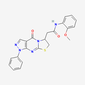 molecular formula C22H19N5O3S B2644579 N-(2-methoxyphenyl)-2-(4-oxo-1-phenyl-1,4,6,7-tetrahydropyrazolo[3,4-d]thiazolo[3,2-a]pyrimidin-6-yl)acetamide CAS No. 946381-51-7