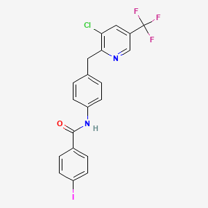 molecular formula C20H13ClF3IN2O B2644582 N-(4-{[3-chloro-5-(trifluoromethyl)pyridin-2-yl]methyl}phenyl)-4-iodobenzamide CAS No. 478246-32-1