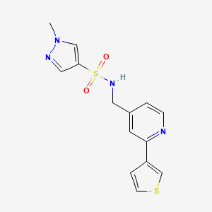 1-methyl-N-((2-(thiophen-3-yl)pyridin-4-yl)methyl)-1H-pyrazole-4-sulfonamide
