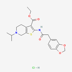 Ethyl 2-(2-(benzo[d][1,3]dioxol-5-yl)acetamido)-6-isopropyl-4,5,6,7-tetrahydrothieno[2,3-c]pyridine-3-carboxylate hydrochloride