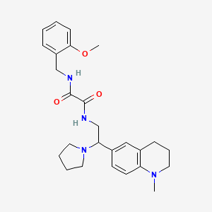 molecular formula C26H34N4O3 B2644662 N'-[(2-methoxyphenyl)methyl]-N-[2-(1-methyl-1,2,3,4-tetrahydroquinolin-6-yl)-2-(pyrrolidin-1-yl)ethyl]ethanediamide CAS No. 922012-93-9