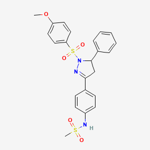 molecular formula C23H23N3O5S2 B2644675 N-{4-[1-(4-methoxybenzenesulfonyl)-5-phenyl-4,5-dihydro-1H-pyrazol-3-yl]phenyl}methanesulfonamide CAS No. 851781-33-4