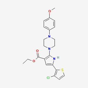 molecular formula C22H24ClN3O3S B2644721 Ethyl 5-(3-chlorothiophen-2-yl)-2-[4-(4-methoxyphenyl)piperazin-1-yl]-1H-pyrrole-3-carboxylate CAS No. 477845-25-3