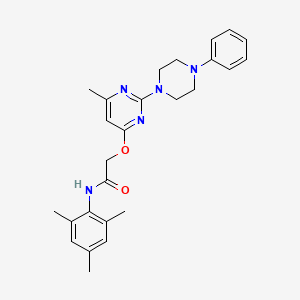 molecular formula C26H31N5O2 B2644770 2-{[6-methyl-2-(4-phenylpiperazin-1-yl)pyrimidin-4-yl]oxy}-N-(2,4,6-trimethylphenyl)acetamide CAS No. 1226433-58-4