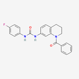 molecular formula C23H20FN3O2 B2644777 1-(1-Benzoyl-1,2,3,4-tetrahydroquinolin-7-yl)-3-(4-fluorophenyl)urea CAS No. 1203399-13-6