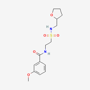 molecular formula C15H22N2O5S B2644779 3-methoxy-N-(2-(N-((tetrahydrofuran-2-yl)methyl)sulfamoyl)ethyl)benzamide CAS No. 899739-02-7