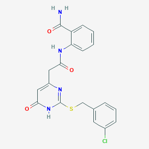 2-(2-(2-((3-Chlorobenzyl)thio)-6-oxo-1,6-dihydropyrimidin-4-yl)acetamido)benzamide