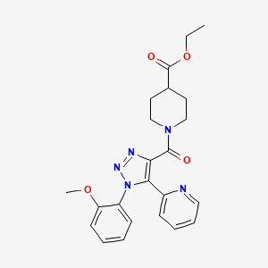 molecular formula C23H25N5O4 B2644863 ethyl 1-(1-(2-methoxyphenyl)-5-(pyridin-2-yl)-1H-1,2,3-triazole-4-carbonyl)piperidine-4-carboxylate CAS No. 1396862-70-6