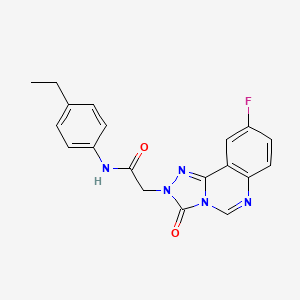 molecular formula C19H16FN5O2 B2644880 N-(4-ethylphenyl)-2-{9-fluoro-3-oxo-2H,3H-[1,2,4]triazolo[4,3-c]quinazolin-2-yl}acetamide CAS No. 1286702-78-0