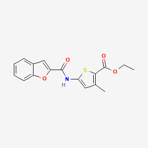 molecular formula C17H15NO4S B2644887 ethyl 5-(1-benzofuran-2-amido)-3-methylthiophene-2-carboxylate CAS No. 923413-52-9