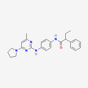 molecular formula C25H29N5O B2644894 N-(4-{[4-METHYL-6-(PYRROLIDIN-1-YL)PYRIMIDIN-2-YL]AMINO}PHENYL)-2-PHENYLBUTANAMIDE CAS No. 946295-30-3