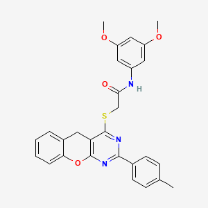 molecular formula C28H25N3O4S B2644900 N-(3,5-Dimethoxyphenyl)-2-{[2-(4-methylphenyl)-5H-chromeno[2,3-D]pyrimidin-4-YL]sulfanyl}acetamide CAS No. 866726-46-7