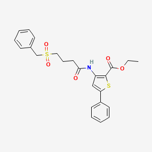 molecular formula C24H25NO5S2 B2644901 Ethyl 3-(4-(benzylsulfonyl)butanamido)-5-phenylthiophene-2-carboxylate CAS No. 923457-37-8