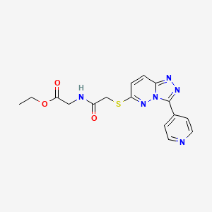 molecular formula C16H16N6O3S B2644905 Ethyl 2-(2-((3-(pyridin-4-yl)-[1,2,4]triazolo[4,3-b]pyridazin-6-yl)thio)acetamido)acetate CAS No. 868970-00-7
