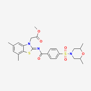 (Z)-methyl 2-(2-((4-((2,6-dimethylmorpholino)sulfonyl)benzoyl)imino)-5,7-dimethylbenzo[d]thiazol-3(2H)-yl)acetate