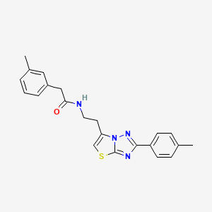 molecular formula C22H22N4OS B2644963 2-(m-tolyl)-N-(2-(2-(p-tolyl)thiazolo[3,2-b][1,2,4]triazol-6-yl)ethyl)acetamide CAS No. 894028-86-5