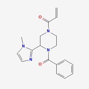molecular formula C18H20N4O2 B2644979 1-[4-Benzoyl-3-(1-methylimidazol-2-yl)piperazin-1-yl]prop-2-en-1-one CAS No. 2192639-78-2