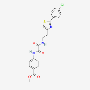 molecular formula C21H18ClN3O4S B2644982 Methyl 4-(2-((2-(2-(4-chlorophenyl)thiazol-4-yl)ethyl)amino)-2-oxoacetamido)benzoate CAS No. 895783-38-7
