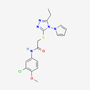 molecular formula C17H18ClN5O2S B2644997 N-(3-chloro-4-methoxyphenyl)-2-((5-ethyl-4-(1H-pyrrol-1-yl)-4H-1,2,4-triazol-3-yl)thio)acetamide CAS No. 904275-16-7