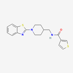 molecular formula C18H19N3OS2 B2645001 N-((1-(benzo[d]thiazol-2-yl)piperidin-4-yl)methyl)thiophene-3-carboxamide CAS No. 1797218-47-3