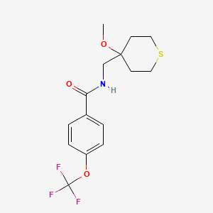 molecular formula C15H18F3NO3S B2645051 N-[(4-methoxythian-4-yl)methyl]-4-(trifluoromethoxy)benzamide CAS No. 2034399-20-5