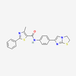 molecular formula C22H18N4OS2 B2645056 N-(4-(2,3-dihydroimidazo[2,1-b]thiazol-6-yl)phenyl)-4-methyl-2-phenylthiazole-5-carboxamide CAS No. 893995-77-2