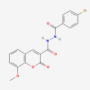 molecular formula C18H13BrN2O5 B2645077 4-bromo-N'-(8-methoxy-2-oxo-2H-chromene-3-carbonyl)benzohydrazide CAS No. 324065-09-0