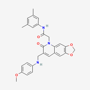molecular formula C28H27N3O5 B2645079 N-(3,5-dimethylphenyl)-2-(7-{[(4-methoxyphenyl)amino]methyl}-6-oxo-2H,5H,6H-[1,3]dioxolo[4,5-g]quinolin-5-yl)acetamide CAS No. 894562-55-1