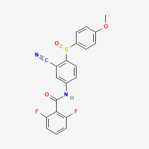 molecular formula C21H14F2N2O3S B2645187 N-{3-cyano-4-[(4-methoxyphenyl)sulfinyl]phenyl}-2,6-difluorobenzenecarboxamide CAS No. 477709-93-6