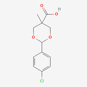 molecular formula C12H13ClO4 B2645212 2-(4-Chlorophenyl)-5-methyl-1,3-dioxane-5-carboxylic acid CAS No. 385381-18-0