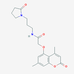 molecular formula C20H24N2O5 B264522 2-[(4,7-dimethyl-2-oxo-2H-chromen-5-yl)oxy]-N-[3-(2-oxopyrrolidin-1-yl)propyl]acetamide 