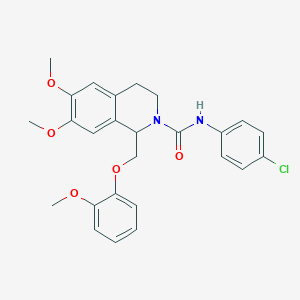 molecular formula C26H27ClN2O5 B2645226 N-(4-chlorophenyl)-6,7-dimethoxy-1-((2-methoxyphenoxy)methyl)-3,4-dihydroisoquinoline-2(1H)-carboxamide CAS No. 486451-62-1