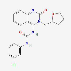 molecular formula C20H19ClN4O3 B2645230 (E)-1-(3-chlorophenyl)-3-(2-oxo-3-((tetrahydrofuran-2-yl)methyl)-2,3-dihydroquinazolin-4(1H)-ylidene)urea CAS No. 941941-35-1
