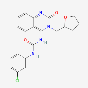 (E)-1-(3-chlorophenyl)-3-(2-oxo-3-((tetrahydrofuran-2-yl)methyl)-2,3-dihydroquinazolin-4(1H)-ylidene)urea