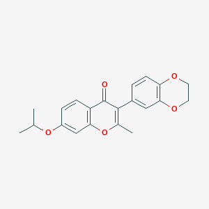 molecular formula C21H20O5 B2645271 3-(2,3-dihydrobenzo[b][1,4]dioxin-6-yl)-7-isopropoxy-2-methyl-4H-chromen-4-one CAS No. 202843-20-7