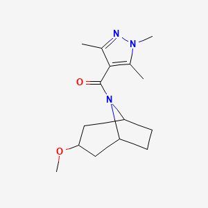 molecular formula C15H23N3O2 B2645274 3-methoxy-8-(1,3,5-trimethyl-1H-pyrazole-4-carbonyl)-8-azabicyclo[3.2.1]octane CAS No. 2320381-04-0