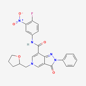 N-(4-fluoro-3-nitrophenyl)-3-oxo-2-phenyl-5-((tetrahydrofuran-2-yl)methyl)-3,5-dihydro-2H-pyrazolo[4,3-c]pyridine-7-carboxamide