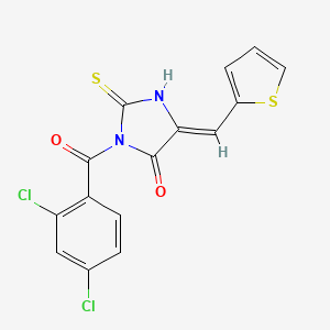 3-(2,4-Dichlorobenzoyl)-2-sulfanylidene-5-(thiophen-2-ylmethylidene)imidazolidin-4-one