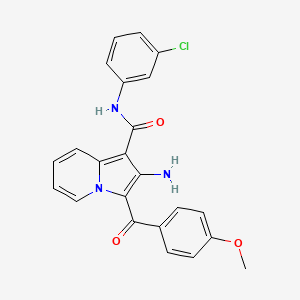 molecular formula C23H18ClN3O3 B2645315 2-amino-N-(3-chlorophenyl)-3-(4-methoxybenzoyl)indolizine-1-carboxamide CAS No. 905763-91-9