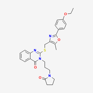 2-(((2-(4-ethoxyphenyl)-5-methyloxazol-4-yl)methyl)thio)-3-(3-(2-oxopyrrolidin-1-yl)propyl)quinazolin-4(3H)-one